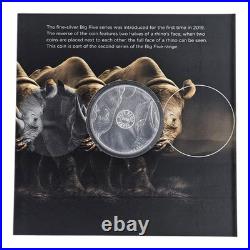 2022 South African Mint 1 Ounce Silver Big 5 Black & White Rhino. 999 Fine 1 oz