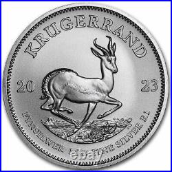 2023 1 Oz South African Silver Krugerrand Coin. 999 BU (Lot of 5) Ships Fast