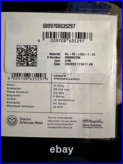 2023 5R South Africa the Big 5 Leopard 1ozt Silver Coin Low Mint Numbered Packs