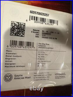 2023 BIG FIVE SERIES II SOUTH AFRICA Leopard 1OZ SILVER COIN BU COA OGP