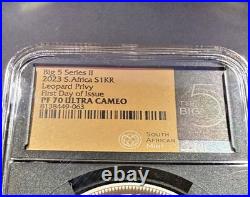 2023 S. African KRUGERRAND WithLeopard Privy. BIG 5 COIN NGC PF70 Ultra Cameo