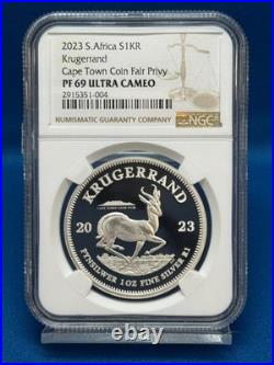 2023 Silver Krugerrand Cape Town Coin Fair PF69 UC NGC with OGP & COA