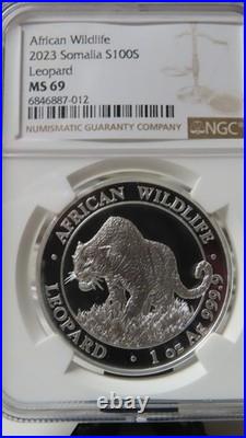 2023 Somalia 1 oz. 9999 Silver African Wildlife Leopard MS 69 Early Releases 2023 Somalia 1 oz. 9999 Silver African Wildlife Leopard MS 69 Early Releases