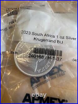 2023 South Africa 1 oz Silver Krugerrand BU (Lot of 5) SIlver New high sold out