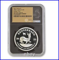 2023 South Africa 1-oz Silver Krugerrand Proof withBig 5 Buffalo Privy Mark NGC PF