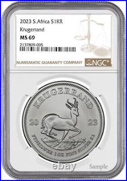 2023 South Africa 1oz Silver Krugerrand NGC MS69 Brown Label 10 Pack withCase