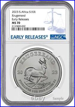 2023 South Africa 1oz Silver Krugerrand NGC MS70 Early Releases 10 Pack withCase