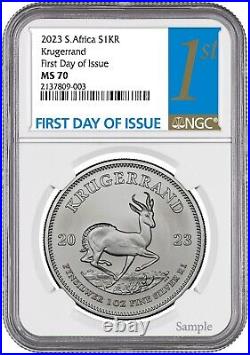 2023 South Africa 1oz Silver Krugerrand NGC MS70 First Day Issue 10 Pack withCase