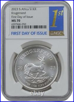 2023 South Africa Silver 1 Rand Krugerrand 1oz Coin NGC MS 70 FDOI