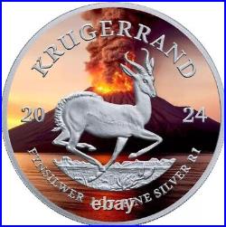 2024 1 Oz. 999 Silver South Africa Krugerrand Volcano Edition Fire Lava Coin