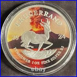 2024 1 Oz. 999 Silver South Africa Krugerrand Volcano Edition Fire Lava Coin