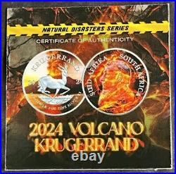 2024 1 Oz. 999 Silver South Africa Krugerrand Volcano Edition Fire Lava Coin