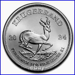 2024 1 Oz South African Silver Krugerrand Coin. 999 BU (Lot of 100) Ships Fast