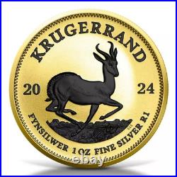 2024 1oz South Africa Krugerrand 24k Yellow Gilding. 999 Silver Coin