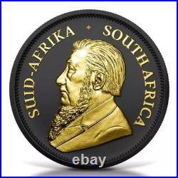2024 1oz South Africa Krugerrand Black Platinum with 24k Gilding. 999 Silver Coi