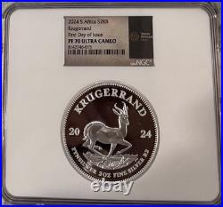 2024 Krugerrand 2 oz Silver NGC PF70 FDOI South Africa Ultra Cameo Mint