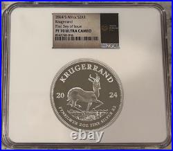 2024 Krugerrand 2 oz Silver NGC PF70 FDOI South Africa Ultra Cameo Mint