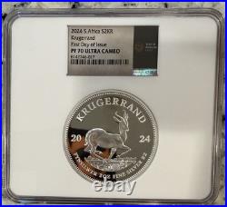 2024 Krugerrand 2 oz Silver NGC PF70 FDOI South Africa Ultra Cameo Mint