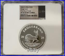 2024 Krugerrand 2 oz Silver NGC PF70 FDOI South Africa Ultra Cameo Mint