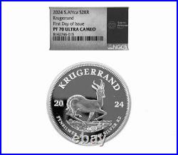 2024 Krugerrand 2 oz Silver NGC PF70 FDOI South Africa Ultra Cameo Mint
