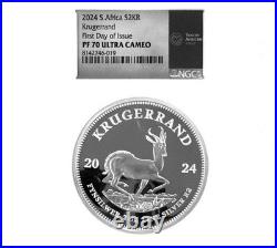 2024 Krugerrand 2 oz Silver NGC PF70 FDOI South Africa Ultra Cameo Mint