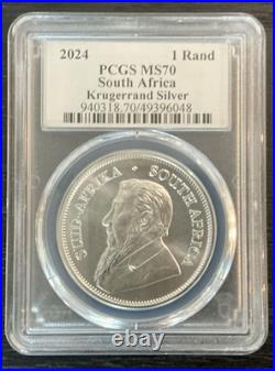 2024 PCGS ULTRA MS70 SOUTH AFRICA 1 oz Silver Krugerrand 1 Rand Coin Graded