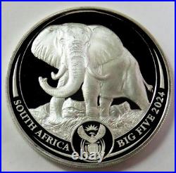 2024 SILVER SOUTH AFRICA 1oz BIG 5 ELEPHANT PROOF 5 RAND COIN