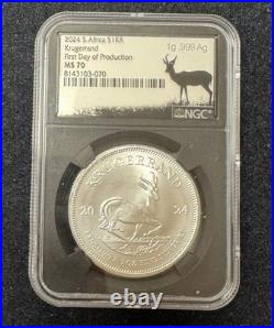 2024 S Africa 1 Krugerrand First Day Of Production MS70 1g Silver