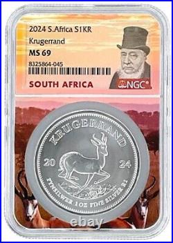 2024 South Africa 1oz Silver Krugerrand NGC MS69 Kruger Core 10 Pack withCase