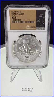 2024 South Africa Big 5 1oz Fine Silver Elephant MS70 NGC'THE BIG 5