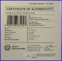 2024 South Africa Big 5 III Elephant 1oz. 999 Fine Silver
