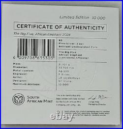 2024 South Africa Big 5 III Elephant 1oz. 999 Fine Silver Sealed In OGH
