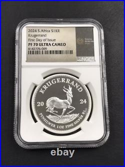 2024 South Africa Krugerrand 1 oz Silver NGC PF70 Ultra Cameo 1st Day of Issue