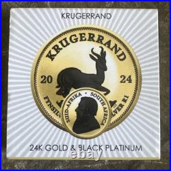 2024 South Africa Krugerrand Black Platinum & 24K Gold 1 oz Silver Coin 044/500