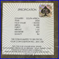 2024 South Africa Krugerrand Black Platinum & 24K Gold 1 oz Silver Coin 044/500