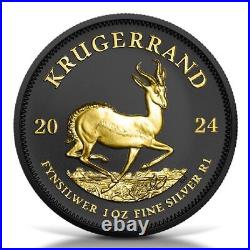 2024 South Africa Krugerrand Black Platinum with 24K Gold 1 oz Silver Coin