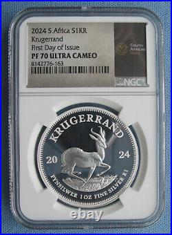 2024 South Africa Krugerrand Proof 1 oz Silver NGC PF 70 Ultra Cameo FDOI