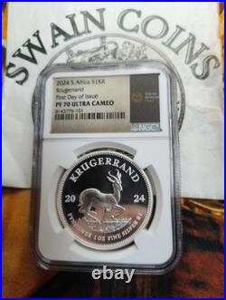 2024 South African Krugerrand NGC PF 70 Ultra Cameo FDOI FDOI E7-109-10