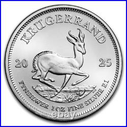2025 1 oz South Africa. 999 Silver Krugerrand Coin BU Tube of 25
