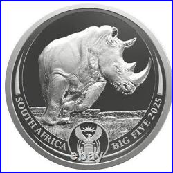 2025 1 oz South Africa Big Five Series III Rhino. 999 Silver Coin OGP (blister)