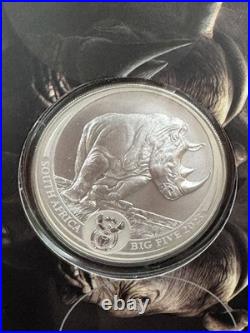 2025 1 oz South Africa Big Five Series III Rhino. 999 Silver Coin OGP (blister)