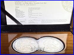 2025 1oz South African Big Five Series Iil Lion. 999 Silver Proof 2 Coin Set