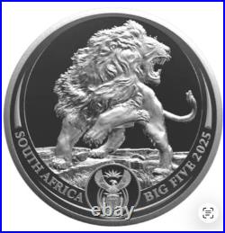 2025 5 oz South Africa Big Five Series III Lion+Rhino+Elephant. 999 Silver PROOF
