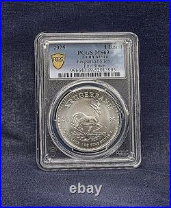 2025 SOUTH AFRICA 1 oz. SILVER KRUGERRAND PCGS MS69 F. S