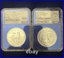 2025 S. Africa Krugerrand & Brittania SS Tilawa WWII Shipwreck Silver MS70-Rare