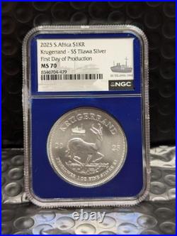2025 S. Africa MS 70 Krugerrand SS Tilawa SHIPWRECK. 999 Silver NGC FDOP 1 Rand