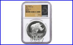 2025 South Africa 1-oz Silver Big 5 III Rhino BU NGC MS70 in 1st Release