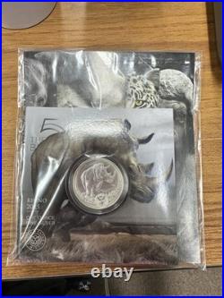 2025 South Africa 1-oz Silver Big 5 III Rhino BU in Blister Pack