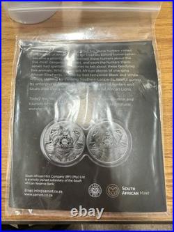 2025 South Africa 1-oz Silver Big 5 III Rhino BU in Blister Pack