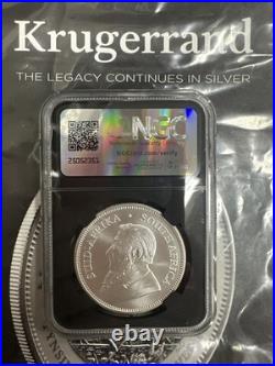 2025 South Africa 1-oz Silver Krugerrand NGC MS70 FDOP with 1 gram Silver Label